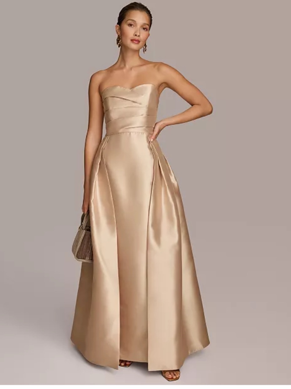 Donna Karan Sweetheart Strapless Twill Satin Gown 6